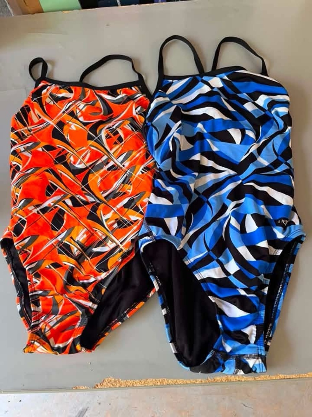 Dolfin Girls' Orange & Blue Abstract Print One-Piece Swimsuits